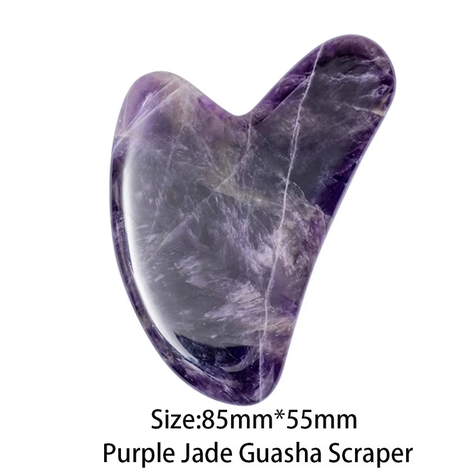 Natural Jade Gua Sha Stone Massage Grey Agate Guasha Plate Jade Face Massager Scrapers Beauty Tools for Face Neck Back Body