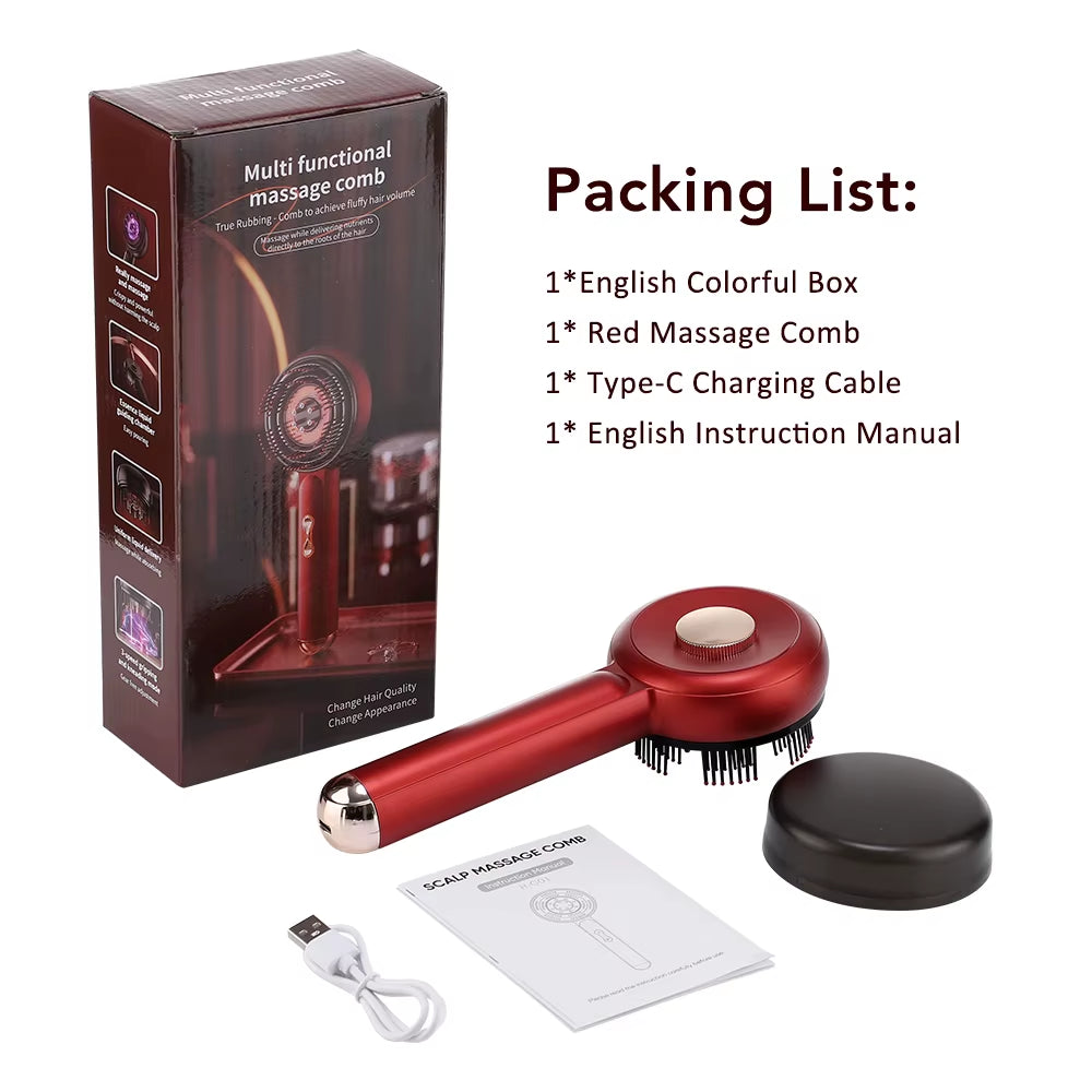 Electric Head Kneading Massage Comb Scalp Relax Massager Oil Applicator Hair Growth Comb Hairbrush Essence Oil Nourishes Scalp