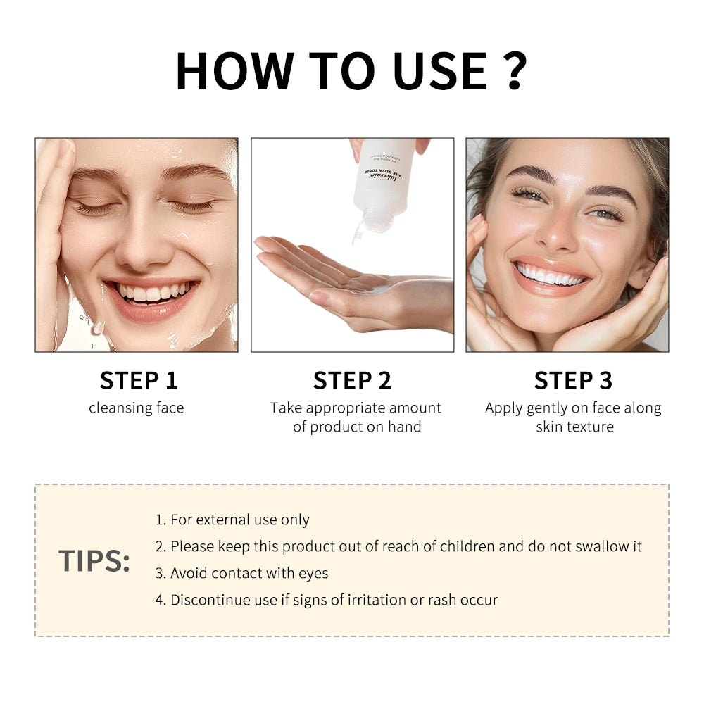 Milk Glow Toner Brightening Skin Powerfully Moisturizes Relieve Dry and Tired Skin Locks in Moisture Beauty Skin Care 100ML