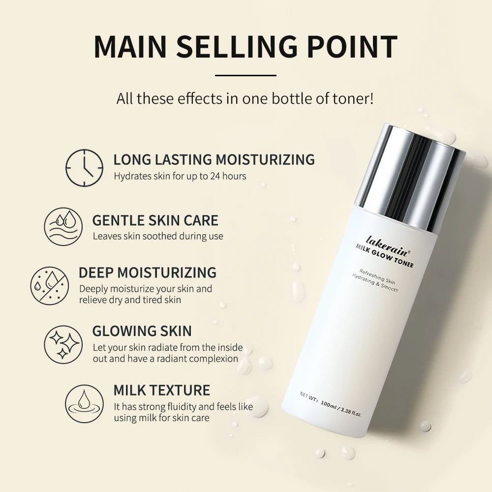 Milk Glow Toner Brightening Skin Powerfully Moisturizes Relieve Dry and Tired Skin Locks in Moisture Beauty Skin Care 100ML