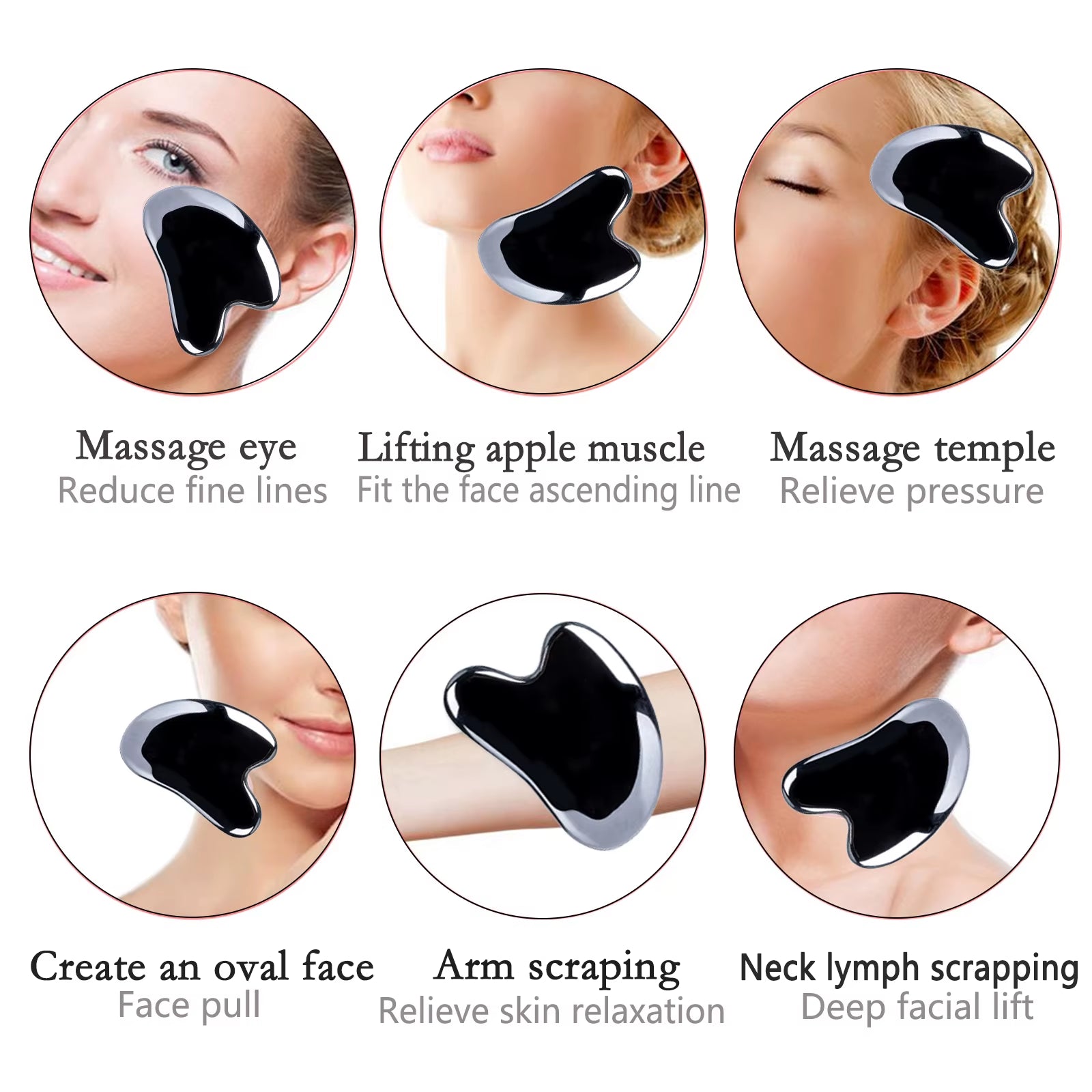 Terahertz Gua Sha Massage Tool Natural Jade Guasha Facial Massager Gouache Scraper Stone for Face Neck Body SPA Beauty Scraping