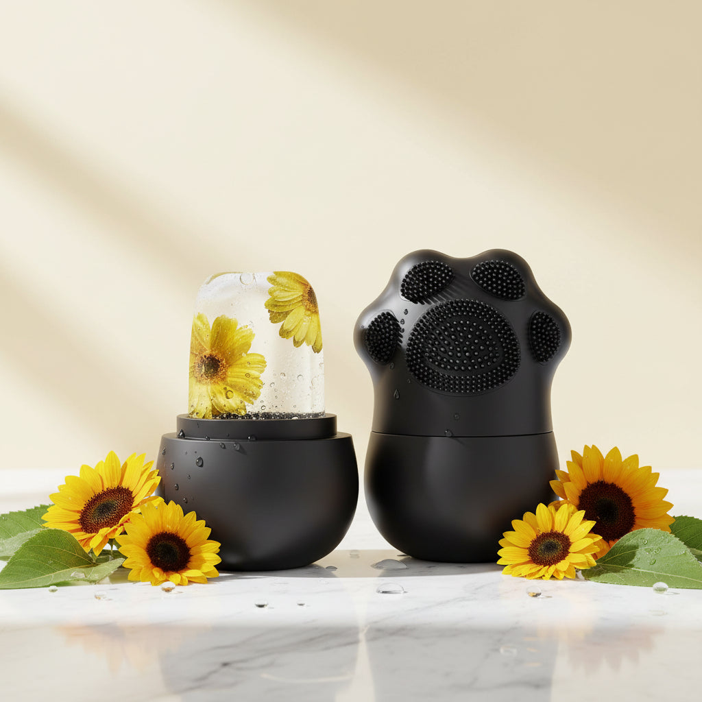 Ice Roller for Face Beauty Ice Roller with Cosmetic Brush Scrubber Mat Pad Cleaning Tool Skin Care Tools Perfect Gift for Women