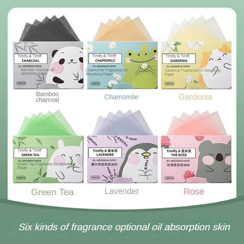 100 Pieces Fragrance Facial Oil-Absorbing Paper for T-Zone Oil Control
