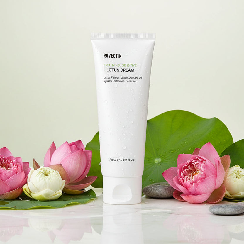 Calming Lotus Cream – Lightweight Hydrating & Soothing Moisturizer Face Cream for Sensitive Skin | 75% Lotus Water Extract & Niacinamide for Anti-Aging | Vegan Korean Skincare (2.03 Fl Oz)