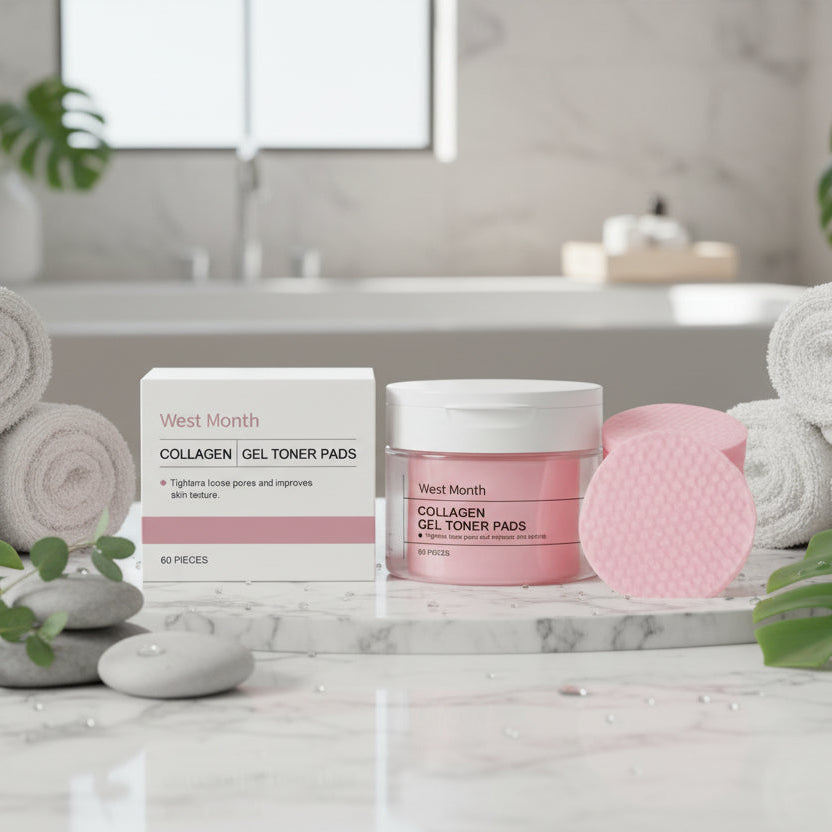 Collagen Pad Facial Toner Fade Fine Lines Brightening Skin Tone Improve Sensitive Acne Facial Skin Soothing Glacier Cotton Pads