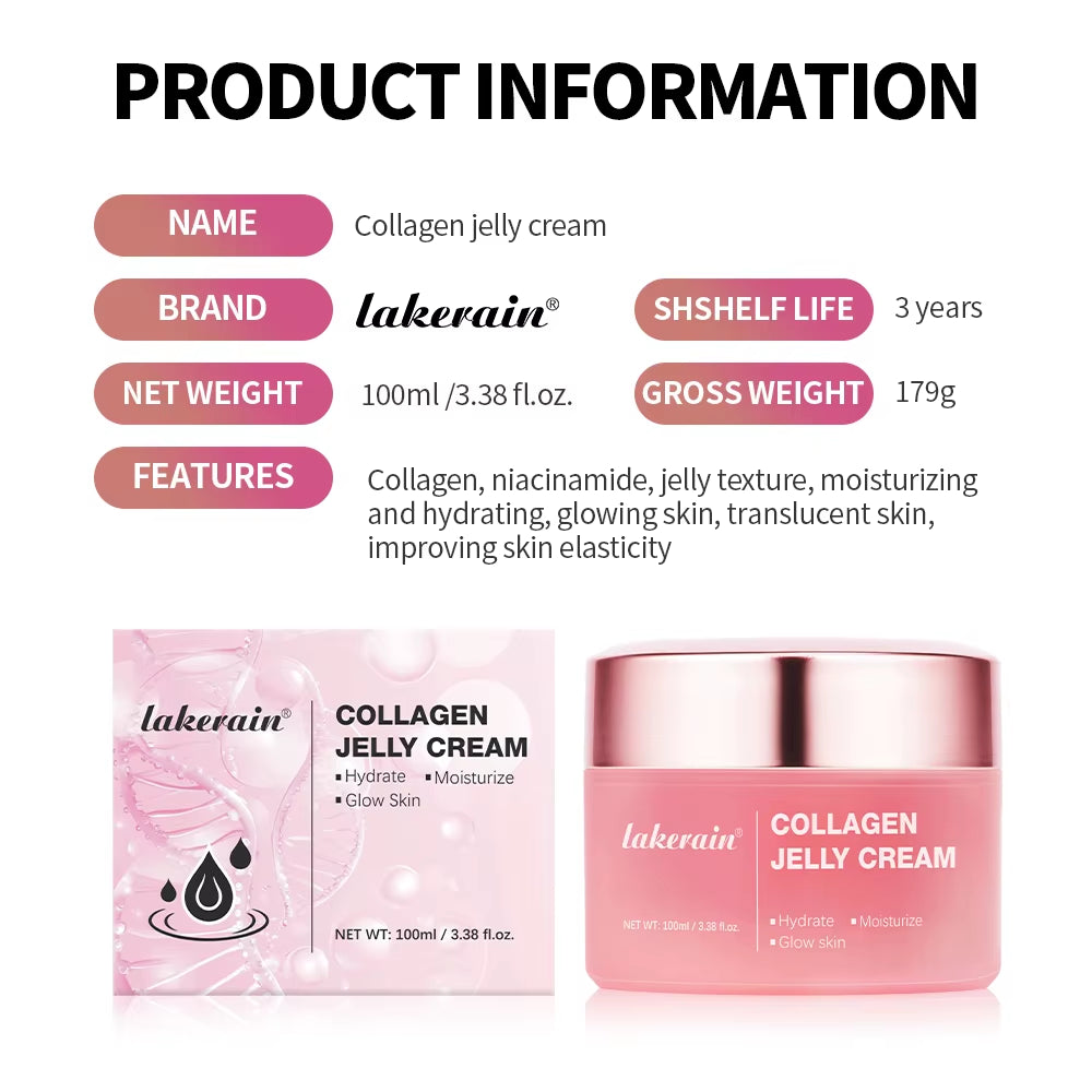 Moisturizing Collagen Jelly Cream Niacinamide Hydrolyzed Collagen Tightening Soothing Anti-Aging Firmness Hydration Skincare