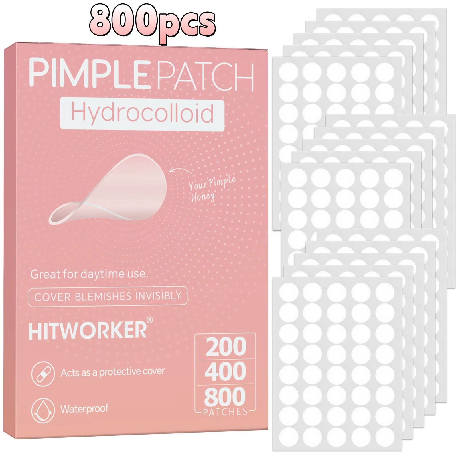 800/400/200 Pieces/Box of Acne Patches - Non-Alcoholic, Used to Absorb Acne Secretions, Non Irritating, Essential for Acne Care