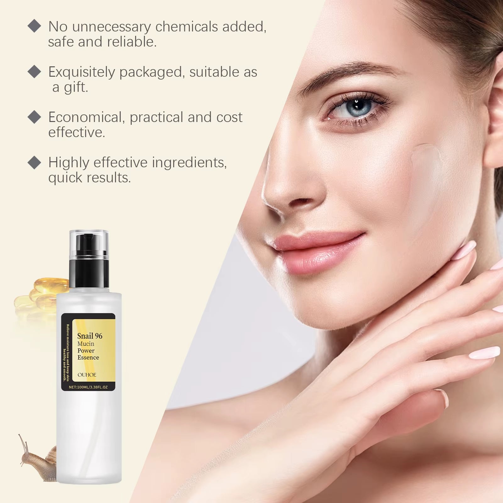 Snail 96 Mucin Power Essence Hydrating Booster Deep Moisture Revitalize Dull Skin Soothing Face Treatment Glow Essence Skin Care
