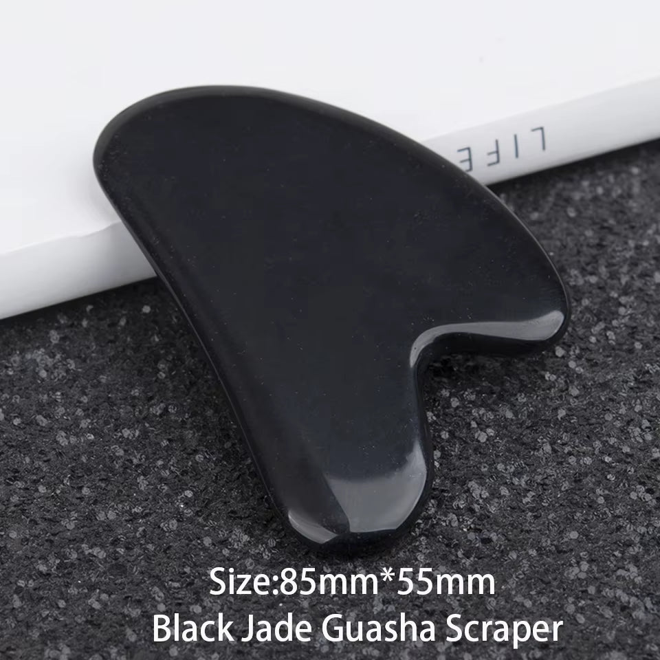 Natural Jade Gua Sha Stone Massage Grey Agate Guasha Plate Jade Face Massager Scrapers Beauty Tools for Face Neck Back Body