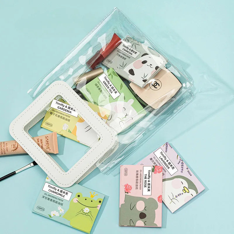 100 Pieces Fragrance Facial Oil-Absorbing Paper for T-Zone Oil Control