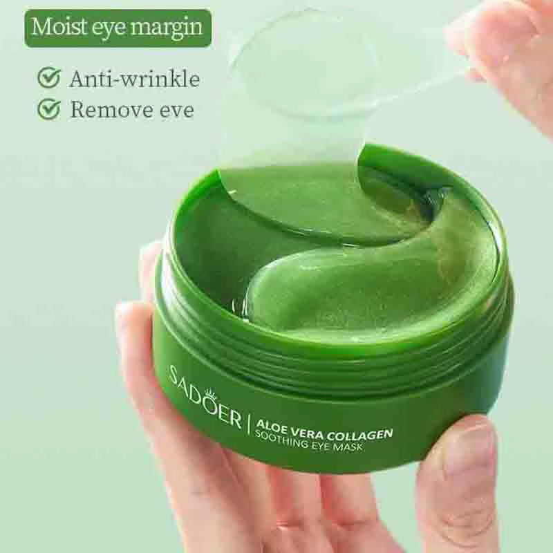 60Pcs SAODER Aloe Vera Collagen Eye Mask anti Dark Circles Eyes Bags Moisturizing Firming Eye Patches Eyes Skin Care Products