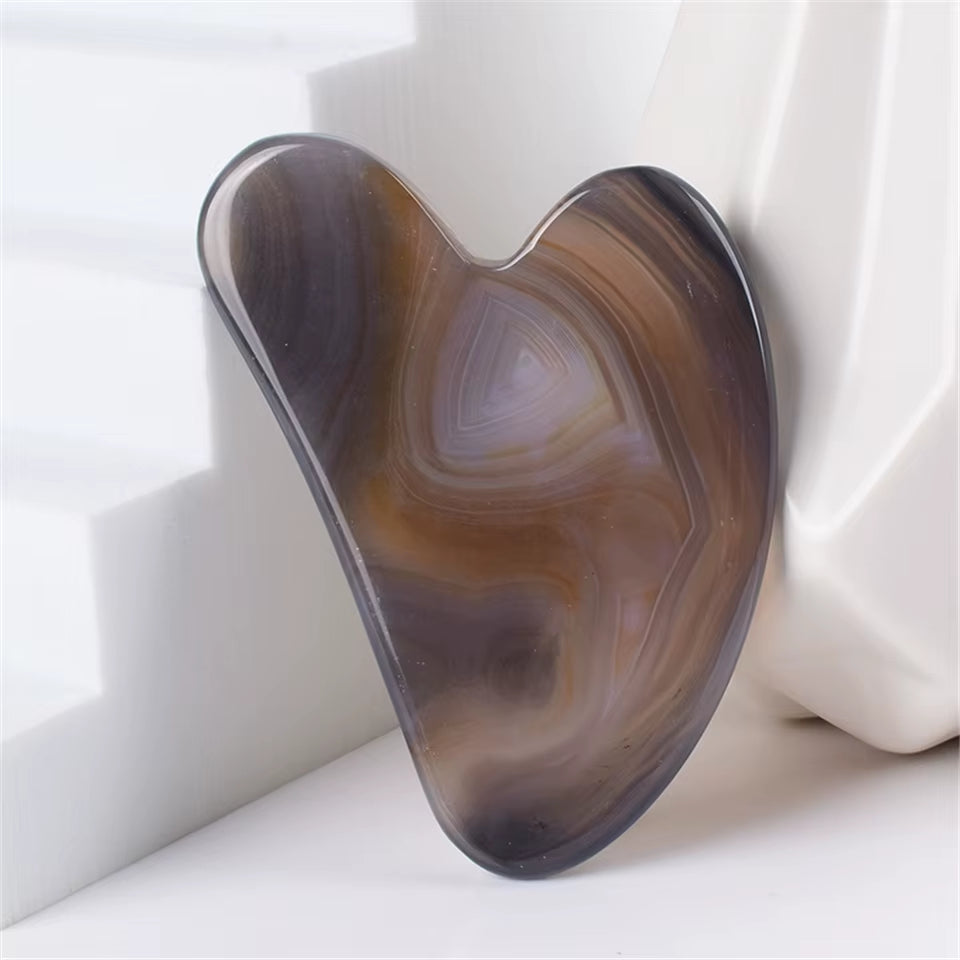 Natural Jade Gua Sha Stone Massage Grey Agate Guasha Plate Jade Face Massager Scrapers Beauty Tools for Face Neck Back Body