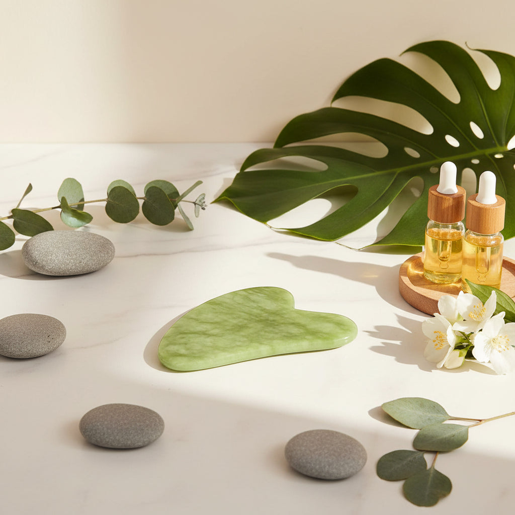 Natural Jade Gua Sha Stone Massage Grey Agate Guasha Plate Jade Face Massager Scrapers Beauty Tools for Face Neck Back Body