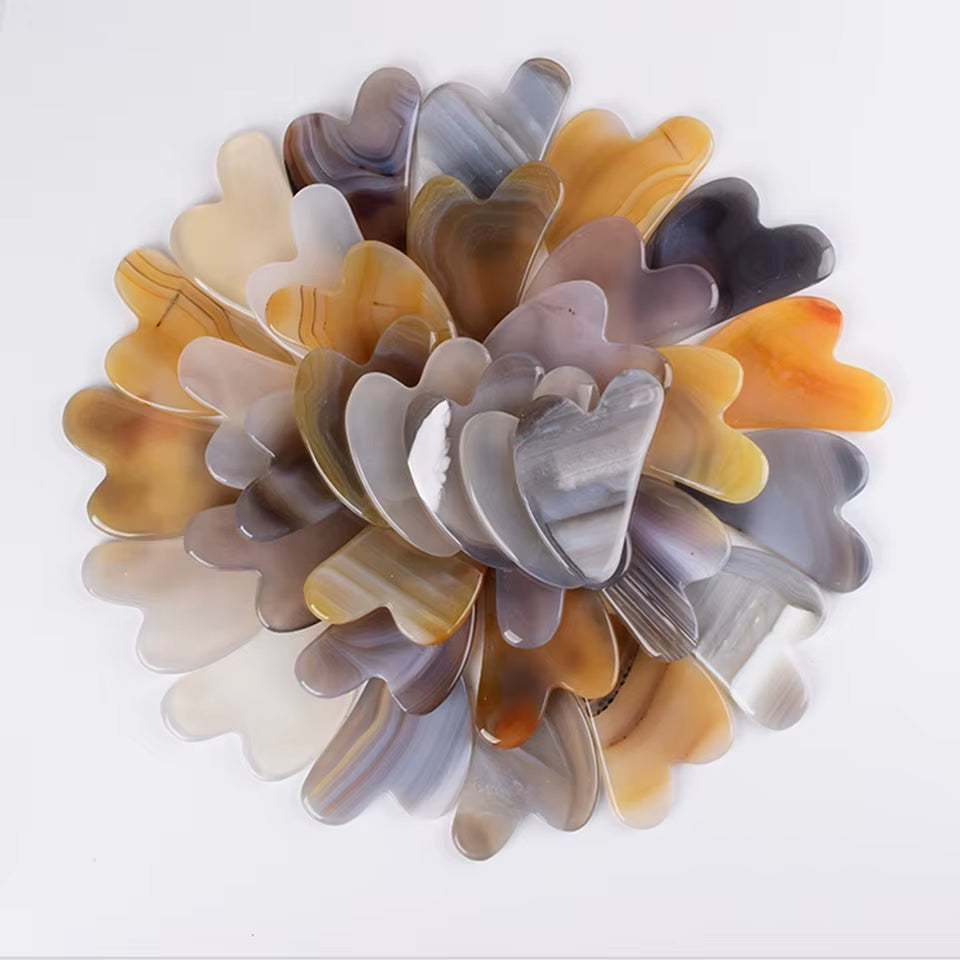 Natural Jade Gua Sha Stone Massage Grey Agate Guasha Plate Jade Face Massager Scrapers Beauty Tools for Face Neck Back Body