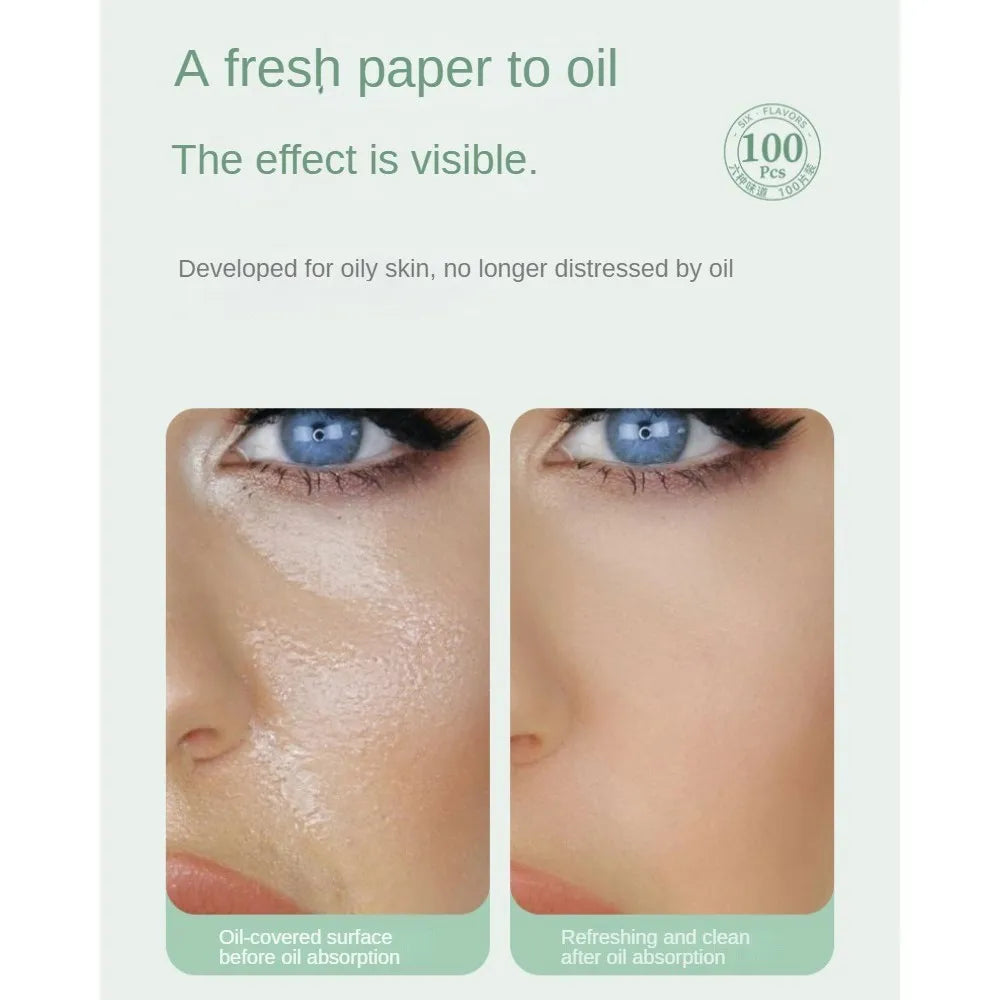 100 Pieces Fragrance Facial Oil-Absorbing Paper for T-Zone Oil Control