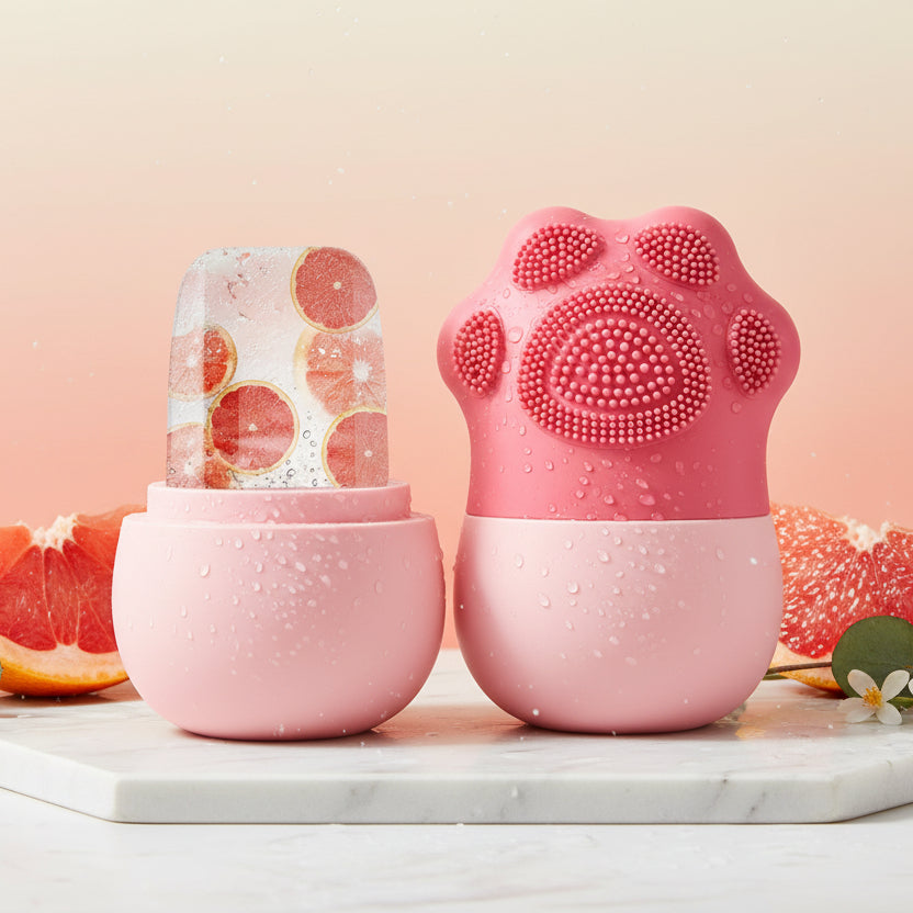 Ice Roller for Face Beauty Ice Roller with Cosmetic Brush Scrubber Mat Pad Cleaning Tool Skin Care Tools Perfect Gift for Women